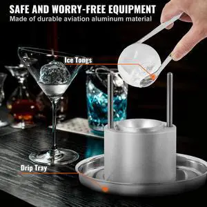 Ice Ball Press, 2.4" Ice Ball Maker, Aircraft Al Alloy Ice Ball Press Kit for 60mm Ice Sphere, Ice Press with Tong and Drip Tray, for Whiskey, Cocktail, Bourbon, Scot on Party & Holiday, Silver Ice Ball Press, 2.4" Ice Ball Maker, Aircraft Al Alloy Ice Ball Press Kit for 60mm Ice Sphere, Ice Press with Tong and Drip Tray, for Whiskey, Cocktail, Bourbon, Scot on Party & Holiday, Silver
