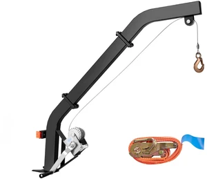 Tree Mounted Deer Hoist, 353 lbs Load Capacity, Hunting Game Hoist Winch Lift with Ratchet Strap, Heavy Duty Deer Hanger for Skinning, Cleaning, Hanging Feed, and Field Dressing, Black Tree Mounted Deer Hoist, 353 lbs Load Capacity, Hunting Game Hoist Winch Lift with Ratchet Strap, Heavy Duty Deer Hanger for Skinning, Cleaning, Hanging Feed, and Field Dressing, Black