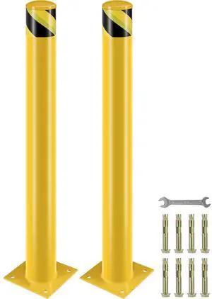 Safety Bollard, 42 Inch Height Bollard Post, 4.5 Inch Diameter Steel Pipe Safety Bollard Post, Yellow Steel Bollard, Steel Safety Bollard with 8 Anchor Bolts, Perfect for Traffic-Sensitive Area Safety Bollard, 42 Inch Height Bollard Post, 4.5 Inch Diameter Steel Pipe Safety Bollard Post, Yellow Steel Bollard, Steel Safety Bollard with 8 Anchor Bolts, Perfect for Traffic-Sensitive Area