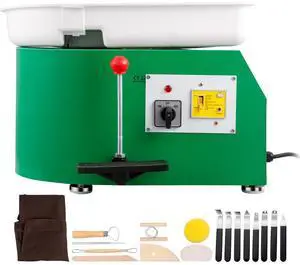 Pottery Wheel 28cm Pottery Forming Machine 350W Electric Pottery Wheel with Adjustable Feet Lever Pedal DIY Clay Tool with Tray for Ceramic Work Clay Art DIY Clay Green, 18 Piece Pottery Wheel 28cm Pottery Forming Machine 350W Electric Pottery Wheel with Adjustable Feet Lever Pedal DIY Clay Tool with Tray for Ceramic Work Clay Art DIY Clay Green, 18 Piece