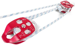 Twin Sheave Block and Tackle 1/2" x 150Ft Twin Sheave Block with Braid Rope 30-35KN 6600-7705LBS Double Pulley Rigging Twin Sheave Block and Tackle 1/2" x 150Ft Twin Sheave Block with Braid Rope 30-35KN 6600-7705LBS Double Pulley Rigging