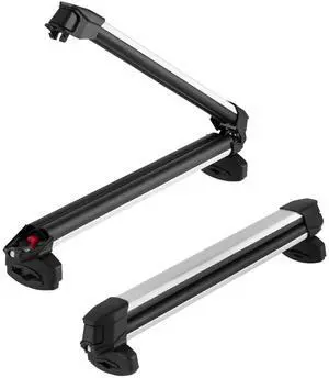 Ski & Snowboard Roof Rack, Carry up to 6 Pairs of Skis or 4 Snowboards, 2 PCS Aluminum Universal Car Roof Rack Top Holder with Lock and Rubber Padding for Fishing Pole Rod, Fit Most Crossbars Ski & Snowboard Roof Rack, Carry up to 6 Pairs of Skis or 4 Snowboards, 2 PCS Aluminum Universal Car Roof Rack Top Holder with Lock and Rubber Padding for Fishing Pole Rod, Fit Most Crossbars