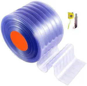 Clear PVC Strip Curtain, 150 ft Length x 12 in Width, Ribbed Plastic Door Strip Bulk Roll, Walk in Freezer Cooler Curtain Strips for Doorways of Supermarket, Garage, Warehouse, Pet Animal House Clear PVC Strip Curtain, 150 ft Length x 12 in Width, Ribbed Plastic Door Strip Bulk Roll, Walk in Freezer Cooler Curtain Strips for Doorways of Supermarket, Garage, Warehouse, Pet Animal House