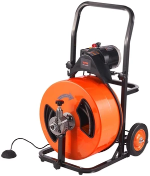 Drain Cleaning Machine 100FT x 3/4 Inch, Sewer Snake Machine Auto Feed, Drain Auger Cleaner with 4 Cutter & Air-Activated Foot Switch for 1" to 4" Pipes Drain Cleaning Machine 100FT x 3/4 Inch, Sewer Snake Machine Auto Feed, Drain Auger Cleaner with 4 Cutter & Air-Activated Foot Switch for 1" to 4" Pipes