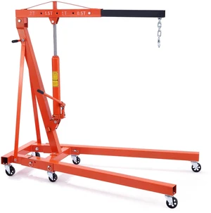 Hydraulic Engine Hoist with Lever, 2 Ton/4400 LBS Heavy-duty Cherry Picker Shop Crane, Foldable Engine Crane and Engine Hoist leveler for Auto Repair, Motors, Weights Lifting, Loading Hydraulic Engine Hoist with Lever, 2 Ton/4400 LBS Heavy-duty Cherry Picker Shop Crane, Foldable Engine Crane and Engine Hoist leveler for Auto Repair, Motors, Weights Lifting, Loading