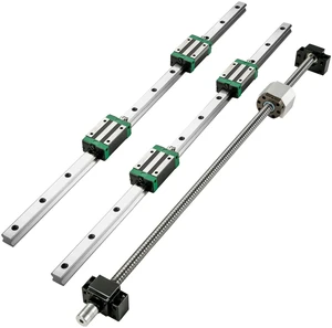 Linear Guide Rail, 2PCS HGR20-1000mm Linear Slide Rail + 1Pcs RM1605-1000mm Ballscrew with BF12/BK12 Kit, Coupling, Slide Blocks Linear Guide Rail Set for DIY CNC Routers Lathes Mills Linear Guide Rail, 2PCS HGR20-1000mm Linear Slide Rail + 1Pcs RM1605-1000mm Ballscrew with BF12/BK12 Kit, Coupling, Slide Blocks Linear Guide Rail Set for DIY CNC Routers Lathes Mills