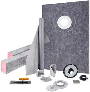 Shower Curb Kit 38" x 60" Watertight Shower Curb Overlay with 4" PVC Offset Bonding Flange, 4" Stainless Steel Grate, 2 Cuttable Shower Curb and Trowel, Shower Pan Slope Sticks Fit for Bathroom Shower Curb Kit 38" x 60" Watertight Shower Curb Overlay with 4" PVC Offset Bonding Flange, 4" Stainless Steel Grate, 2 Cuttable Shower Curb and Trowel, Shower Pan Slope Sticks Fit for Bathroom