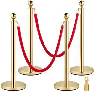 Velvet Ropes and Posts 4 Pcs, 3 Red Velvet Rope 5 ft, Stanchion Post with Ball Top, Crowd Control Barriers Gold Stanchions, Red Carpet Poles, Crowd Control Ropes and Poles for Party Supplies Velvet Ropes and Posts 4 Pcs, 3 Red Velvet Rope 5 ft, Stanchion Post with Ball Top, Crowd Control Barriers Gold Stanchions, Red Carpet Poles, Crowd Control Ropes and Poles for Party Supplies