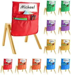 Chair Pockets for Classroom 12 Pack Seat Pocket with Name Tag Multicolor Chair Pockets for Classroom 12 Pack Seat Pocket with Name Tag Multicolor