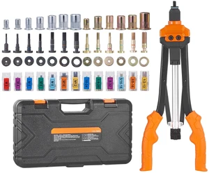 Rivet Nut Tool, 16 inch Rivnut Tool Kit with 13PCS Metric and SAE Mandrels, 186PCS Rivet Nuts, Semi-auto Retraction, M3, M4, M5, M6, M8, M10, M12, 1/4-20, 5/16-18, 3/8-16, 1/2-13, 8-32, 10-24 Rivet Nut Tool, 16 inch Rivnut Tool Kit with 13PCS Metric and SAE Mandrels, 186PCS Rivet Nuts, Semi-auto Retraction, M3, M4, M5, M6, M8, M10, M12, 1/4-20, 5/16-18, 3/8-16, 1/2-13, 8-32, 10-24