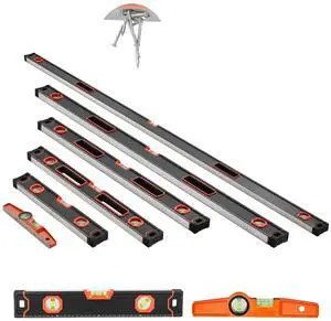 6-Piece Torpedo Level, 78/48/32/24/16/10 Inch Box Levels Set, Bubble Vials Ruler for 45/90/180 Degree, Shock-Proof Aluminum Alloy Magnetic Leveler Tool, SAE/Metric Scale 6-Piece Torpedo Level, 78/48/32/24/16/10 Inch Box Levels Set, Bubble Vials Ruler for 45/90/180 Degree, Shock-Proof Aluminum Alloy Magnetic Leveler Tool, SAE/Metric Scale