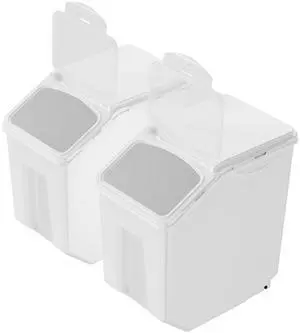 Ingredient Storage Bin, 2 x 15L Dispenser Bin with 2 Measuring Cups, Attachable Casters and Airtight Lid, 2 Pcs/Set Dog Pet Food Storage Container, PP Material Kitchen Rice Cereal Flour Bin Ingredient Storage Bin, 2 x 15L Dispenser Bin with 2 Measuring Cups, Attachable Casters and Airtight Lid, 2 Pcs/Set Dog Pet Food Storage Container, PP Material Kitchen Rice Cereal Flour Bin