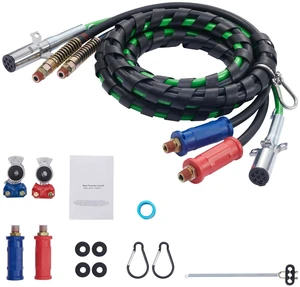15FT Semi Truck Air Lines Kit with 2PCS Glad Hands, 3-in-1 Air Hoses & 7 Way ABS Electric Power Line, with 2PCS Gladhand Handles, 4PCS Seals and Tender Spring Kit for Semi Truck Trailer Tractor 15FT Semi Truck Air Lines Kit with 2PCS Glad Hands, 3-in-1 Air Hoses & 7 Way ABS Electric Power Line, with 2PCS Gladhand Handles, 4PCS Seals and Tender Spring Kit for Semi Truck Trailer Tractor