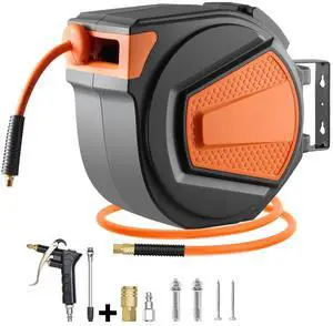 Retractable Air Hose Reel 3/8 IN x 65 FT Hybrid Enclosed Air Hose 300 PSI Retractable Air Hose Reel 3/8 IN x 65 FT Hybrid Enclosed Air Hose 300 PSI