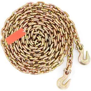 Transport Binder Chain, 7100 lbs Working Load Limit, 3/8'' x 20' G80 Tow Chain Tie Down with Grab Hooks, DOT Certified, Galvanized Coating Manganese Steel for Dock Factory Construction Site Transport Binder Chain, 7100 lbs Working Load Limit, 3/8'' x 20' G80 Tow Chain Tie Down with Grab Hooks, DOT Certified, Galvanized Coating Manganese Steel for Dock Factory Construction Site