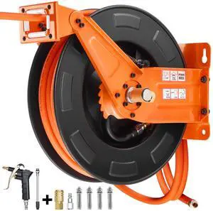Retractable Air Hose Reel 3/8IN x 65FT Hybrid Air Hose with Double Arms Retractable Air Hose Reel 3/8IN x 65FT Hybrid Air Hose with Double Arms