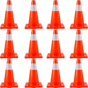 12Pack 18" Traffic Cones, Safety Road Parking Cones PVC Base,Traffic Cone with Reflective Collars, Hazard Construction Cones for Home Traffic Parking 12Pack 18" Traffic Cones, Safety Road Parking Cones PVC Base,Traffic Cone with Reflective Collars, Hazard Construction Cones for Home Traffic Parking