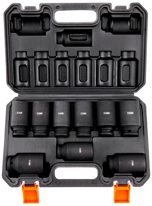 1/2" Drive Impact Socket Set, 9 Piece Deep Socket Set Metric 29-38mm, 6 Point Cr-Mo Alloy Steel for Auto Repair, Easy-to-Read Size Markings, Rugged Construction, Includes Storage Case 1/2" Drive Impact Socket Set, 9 Piece Deep Socket Set Metric 29-38mm, 6 Point Cr-Mo Alloy Steel for Auto Repair, Easy-to-Read Size Markings, Rugged Construction, Includes Storage Case