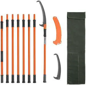 Manual Pole Saw, 7.3-27 ft Extendable Tree Pruner, Sharp Steel Blade High Branches Trimming, Manual Branch Trimmer with Lightweight 8 Fiberglass Handles, for Pruning Palms and Shrubs Manual Pole Saw, 7.3-27 ft Extendable Tree Pruner, Sharp Steel Blade High Branches Trimming, Manual Branch Trimmer with Lightweight 8 Fiberglass Handles, for Pruning Palms and Shrubs