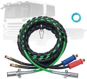 12FT Semi Truck Air Lines Kit, 3-in-1 Air Hoses & ABS Power Line for Semi Truck Trailer Tractor, 7-Way Plug Electrical Cord Cable and Rubber Air Lines Hose Assembly Kit with Hook & Teflon Tape 12FT Semi Truck Air Lines Kit, 3-in-1 Air Hoses & ABS Power Line for Semi Truck Trailer Tractor, 7-Way Plug Electrical Cord Cable and Rubber Air Lines Hose Assembly Kit with Hook & Teflon Tape