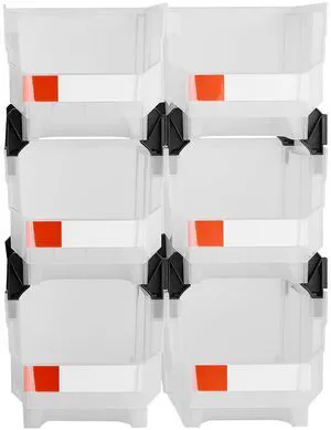 Plastic Stackable Storage Bins, 14.8 x 8.5 x 7.1 inch (6 Pack), Plastic Containers for Organizing & Storage Bins for Closet, Garage, Small Parts, Office Supplies, Other Accessories, Transparent Plastic Stackable Storage Bins, 14.8 x 8.5 x 7.1 inch (6 Pack), Plastic Containers for Organizing & Storage Bins for Closet, Garage, Small Parts, Office Supplies, Other Accessories, Transparent