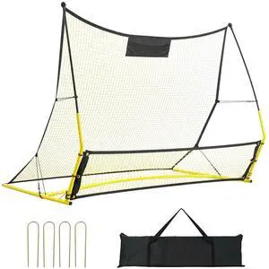 Soccer Trainer, 2-IN-1 Portable Soccer Rebounder Net, 71"x40" Iron Soccer Practice Equipment, Sports Football Rebounder Wall with Portable Bag, Perfect for Team Solo Training, Passing, Volley Soccer Trainer, 2-IN-1 Portable Soccer Rebounder Net, 71"x40" Iron Soccer Practice Equipment, Sports Football Rebounder Wall with Portable Bag, Perfect for Team Solo Training, Passing, Volley