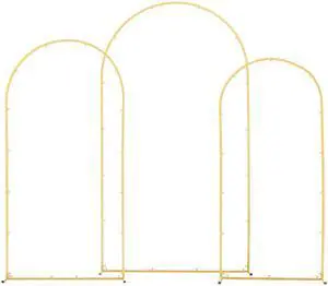 Arch Backdrop Stand, Set of 3, 7.2/6.6/6 ft, Stable Structure, Easy Assembly, Gold Metal Arch Backdrop Stand for Wedding, Birthday Party, Graduation, Holiday Celebration, and Ceremony Decoration Arch Backdrop Stand, Set of 3, 7.2/6.6/6 ft, Stable Structure, Easy Assembly, Gold Metal Arch Backdrop Stand for Wedding, Birthday Party, Graduation, Holiday Celebration, and Ceremony Decoration