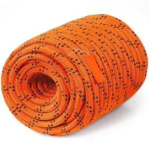 Double Braided Polyester Rope, 3/4 in x 220 ft, 24 Strands, 20000 LBS Breaking Strength Outdoor Rope, Arborist Rigging Rope for Rock Hiking Camping Swing Rappelling Rescue, Orange/Black Double Braided Polyester Rope, 3/4 in x 220 ft, 24 Strands, 20000 LBS Breaking Strength Outdoor Rope, Arborist Rigging Rope for Rock Hiking Camping Swing Rappelling Rescue, Orange/Black