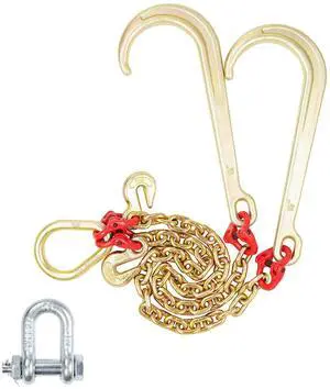 5/16" x 2' G80 Tow Chain J Hook V-Chain Bridle Grab Hook Wrecker 10800 lbs 5/16" x 2' G80 Tow Chain J Hook V-Chain Bridle Grab Hook Wrecker 10800 lbs