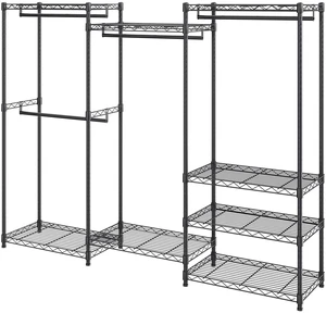 Heavy Duty Clothes Rack, Rolling Clothing Garment Rack with 4 Hang Rods & 8 Storage Tiers, Adjustable Custom Closet Rack, Freestanding Wardrobe for Hanging Clothes, 800 lbs Load Capacity Heavy Duty Clothes Rack, Rolling Clothing Garment Rack with 4 Hang Rods & 8 Storage Tiers, Adjustable Custom Closet Rack, Freestanding Wardrobe for Hanging Clothes, 800 lbs Load Capacity
