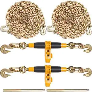 Ratchet Chain Binder 2PCS, 3/8"-1/2" Heavy Duty Load Binders, with G80 Chains 12000 lbs Secure Load Limit, Labor-saving Anti-skid Handle, Tie Down Hauling Chain Binders for Flatbed Truck Trailer Ratchet Chain Binder 2PCS, 3/8"-1/2" Heavy Duty Load Binders, with G80 Chains 12000 lbs Secure Load Limit, Labor-saving Anti-skid Handle, Tie Down Hauling Chain Binders for Flatbed Truck Trailer