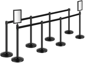 Stanchion Post, 8 Pcs Stanchions with Retractable Belts, Carbon Steel Black Stanchions Queue with Sand Injection Hollow Base, Crowd Control Barriers for Theaters, Parties, Weddings, Exhibitions Stanchion Post, 8 Pcs Stanchions with Retractable Belts, Carbon Steel Black Stanchions Queue with Sand Injection Hollow Base, Crowd Control Barriers for Theaters, Parties, Weddings, Exhibitions