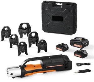 Pro Press Tool, 18V Electric Pipe Crimping Tool for 1/2" to 2" Copper Pipes, Press Tool Kit with 6 Pro Press Jaws, 2pcs 4AH Battery, Fast Charger & Carrying Case Pro Press Tool, 18V Electric Pipe Crimping Tool for 1/2" to 2" Copper Pipes, Press Tool Kit with 6 Pro Press Jaws, 2pcs 4AH Battery, Fast Charger & Carrying Case