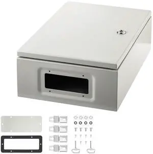 Electrical Enclosure Box, 16'' ×12'' ×6'', Carbon Steel Hinged Junction Box, IP66 Waterproof & Dustproof, Outdoor Electrical Box, with Mounting Plate Electrical Enclosure Box, 16'' ×12'' ×6'', Carbon Steel Hinged Junction Box, IP66 Waterproof & Dustproof, Outdoor Electrical Box, with Mounting Plate