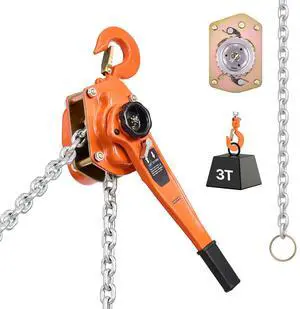 Manual Lever Chain Hoist, 3T 6600LBS Capacity Heavy Duty Come Along, 20FT Lift G80 Alloy Steel Chain With Dual Pawl Mechanical Brake,360°Rotating Hooks, for Warehouse Construction Garage Manual Lever Chain Hoist, 3T 6600LBS Capacity Heavy Duty Come Along, 20FT Lift G80 Alloy Steel Chain With Dual Pawl Mechanical Brake,360°Rotating Hooks, for Warehouse Construction Garage