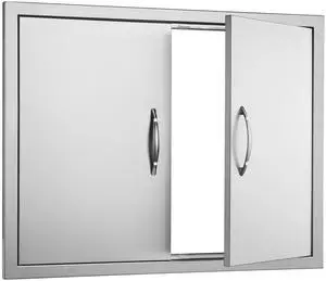 BBQ Access Door, 31W x 24H Inch Double Outdoor Kitchen Door, Stainless Steel Flush Mount Door, Double Wall Vertical Door with Handles and Hooks, for BBQ Island, Grilling Station, Outside Cabinet BBQ Access Door, 31W x 24H Inch Double Outdoor Kitchen Door, Stainless Steel Flush Mount Door, Double Wall Vertical Door with Handles and Hooks, for BBQ Island, Grilling Station, Outside Cabinet