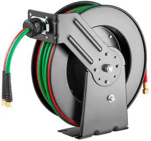 Retractable Welding Hose Reel 1/4 in x 50FT Oxygen Acetylene Rubber Hose T Grade Retractable Welding Hose Reel 1/4 in x 50FT Oxygen Acetylene Rubber Hose T Grade