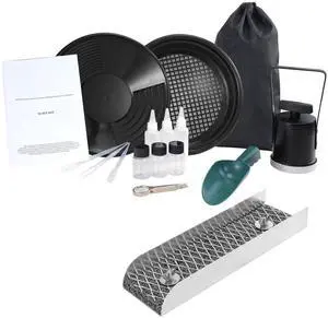 Mini Sluice Box Gold Panning Kit, 12inch Aluminum Alloy Gold Mining Equipment, 16 PCS Gold Prospecting Kit with Gold Pan, Separating Magnet, Classifier Screen, Drawstring Backpack and More Mini Sluice Box Gold Panning Kit, 12inch Aluminum Alloy Gold Mining Equipment, 16 PCS Gold Prospecting Kit with Gold Pan, Separating Magnet, Classifier Screen, Drawstring Backpack and More