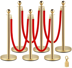 6 PCS Gold Stanchions Posts Stainless Steel Stanchion Queue Post Red Rope Retractable 38In for Both Indoor and Outdoor use. 6 PCS Gold Stanchions Posts Stainless Steel Stanchion Queue Post Red Rope Retractable 38In for Both Indoor and Outdoor use.