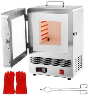 Tabletop Kiln Melter, 1500W Electric Kiln, 2192 Max Temperature, Precise Control, Stainless Steel, Gold Melting Furnace for Wax Casting, Clay DIY, Metal Tempering, Glazing on Pottery, Silver Tabletop Kiln Melter, 1500W Electric Kiln, 2192 Max Temperature, Precise Control, Stainless Steel, Gold Melting Furnace for Wax Casting, Clay DIY, Metal Tempering, Glazing on Pottery, Silver