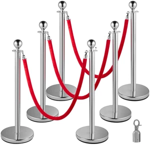 6 PCS Silver Stanchions Posts Stainless Steel Stanchion Queue Post Red Rope Retractable 38In for Both Indoor and Outdoor use. 6 PCS Silver Stanchions Posts Stainless Steel Stanchion Queue Post Red Rope Retractable 38In for Both Indoor and Outdoor use.