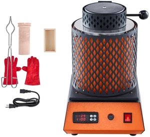 Electric Melting Furnace, 1350W Electric Metal Smelter Foundry, 2102/1150 Metal Smelting Machine with 3kg Ceramic Crucible, Gold Smelting Kit for Jewelry Making, Metal Bars, Metal Components Electric Melting Furnace, 1350W Electric Metal Smelter Foundry, 2102/1150 Metal Smelting Machine with 3kg Ceramic Crucible, Gold Smelting Kit for Jewelry Making, Metal Bars, Metal Components