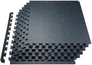 0.56 Inch Thick Gym Floor Mats, 12 Tiles Rubber Top with EVA Foam, 25" x 25" Gym Flooring Workout Mats with 48 sq.ft Coverage, Interlocking Puzzle Gym Mats for Gym, Home, Garage, Black & Blue 0.56 Inch Thick Gym Floor Mats, 12 Tiles Rubber Top with EVA Foam, 25" x 25" Gym Flooring Workout Mats with 48 sq.ft Coverage, Interlocking Puzzle Gym Mats for Gym, Home, Garage, Black & Blue