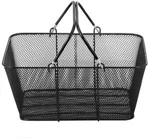 Shopping Baskets with Handles, 12PCS, Black Metal Shopping Basket, Portable Wire Shopping Basket, Black Wire Mesh shopping Basket Set for Supermarkets, Retail Stores, Grocery Shopping, Black Shopping Baskets with Handles, 12PCS, Black Metal Shopping Basket, Portable Wire Shopping Basket, Black Wire Mesh shopping Basket Set for Supermarkets, Retail Stores, Grocery Shopping, Black