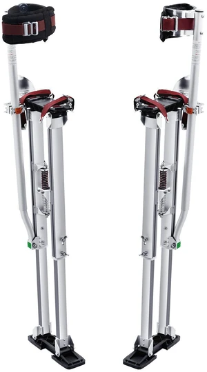 Drywall Stilts, 36''-50'' Adjustable Aluminum Tool Stilts with Protective Knee Pads, Durable and Non-slip Work Stilts for Sheetrock Painting, Walking, Taping, Silver Drywall Stilts, 36''-50'' Adjustable Aluminum Tool Stilts with Protective Knee Pads, Durable and Non-slip Work Stilts for Sheetrock Painting, Walking, Taping, Silver