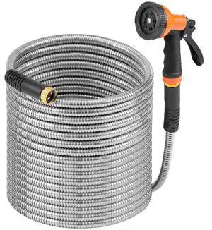 50ft Metal Garden Hose Stainless Steel Water Hose Lightweight No Kink 50ft Metal Garden Hose Stainless Steel Water Hose Lightweight No Kink