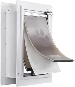 Pet Door for Wall with Lock and 3 Magnetic Flap System Metal Frame Medium Pet Door for Wall with Lock and 3 Magnetic Flap System Metal Frame Medium