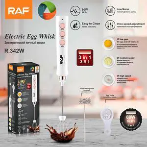 Electric Milk Frother and Egg Whisk for Home and Café Use White Electric Milk Frother and Egg Whisk for Home and Café Use White
