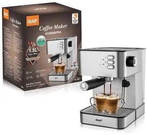 Compact Home Espresso Machine: Semi-Automatic Unit with Integrated Steam Milk Frother Compact Home Espresso Machine: Semi-Automatic Unit with Integrated Steam Milk Frother