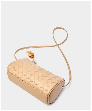 Genuine Leather Women's Handbag Pillow Bag Woven Phone Bag Brown Genuine Leather Women's Handbag Pillow Bag Woven Phone Bag Brown